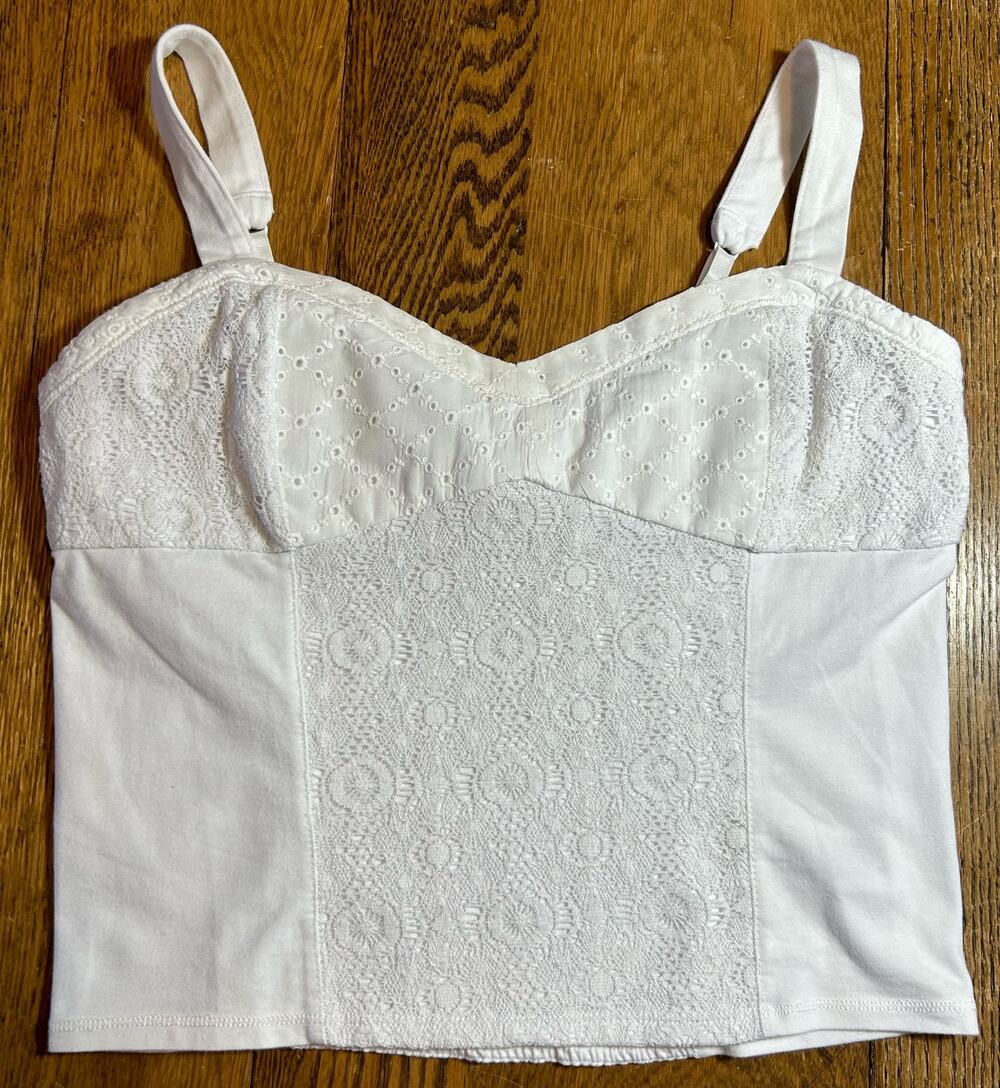 Bethany Mota White Eyelet Lace Bustier Cami Festival Sz XL Y2K